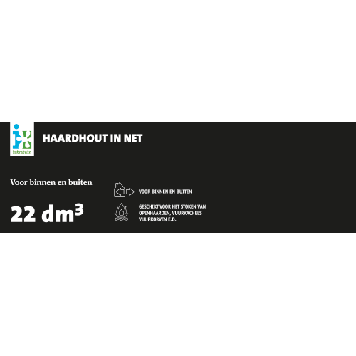 Paneel: 800 x 250 mm. <br>Koof productinfo <br>Haardhout in net 22 dm3