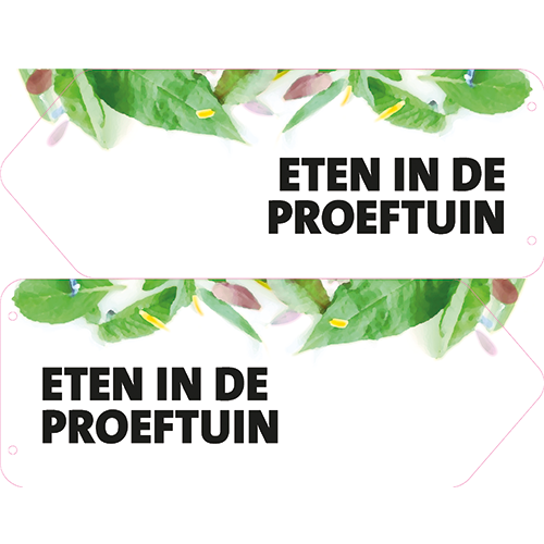 Dubbelzijdig paneel: 650 x 250 mm. <br>Eten in de proeftuin
