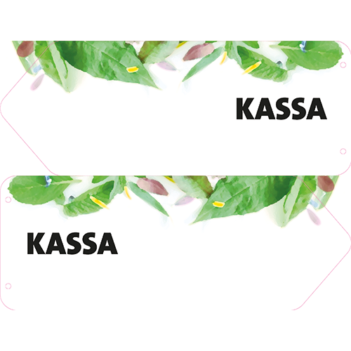 Dubbelzijdig paneel: 650 x 250 mm. <br>Kassa