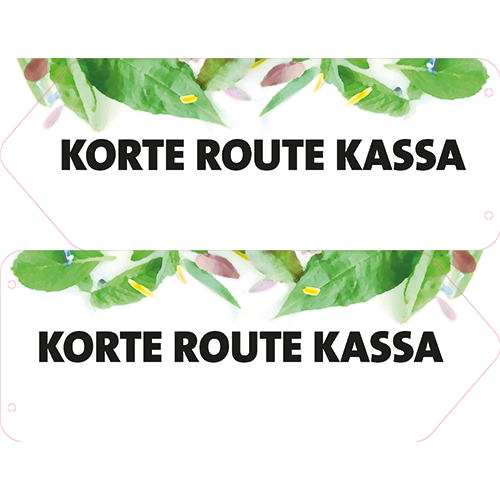 Dubbelzijdig paneel: 650 x 250 mm. <br>Korte route kassa