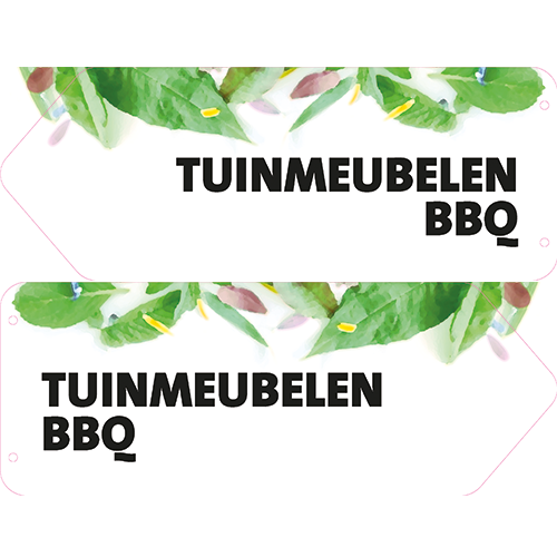 Dubbelzijdig paneel: 650 x 250 mm. <br>Tuinmeubelen bbq