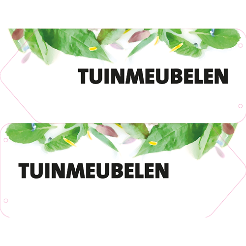 Dubbelzijdig paneel: 650 x 250 mm. <br>Tuinmeubelen