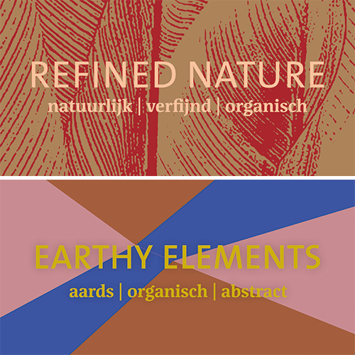 Reprop dubbelzijdig: 1988 x 988 mm. <br>Refines nature - Earthy elements