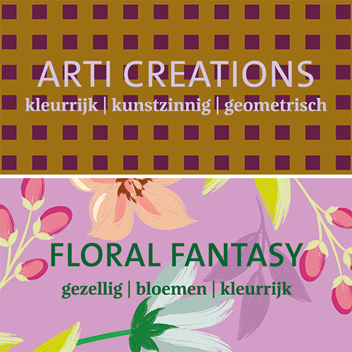 Reprop dubbelzijdig: 1988 x 988 mm. <br>Arti creations - Floral fantasy