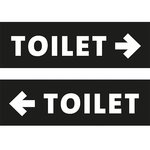 Paneel: 1300 x 400 mm. <br>Toilet met pijl <br> Dubbelzijdig