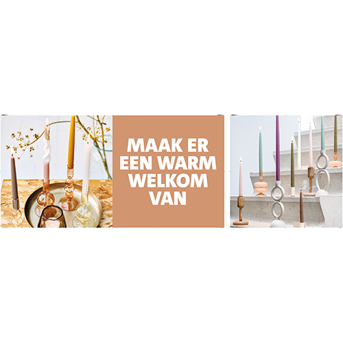 Paneel Koofsigning set: 1988 x 988mm + 988 x 988mm. Kaarsen warm welkom