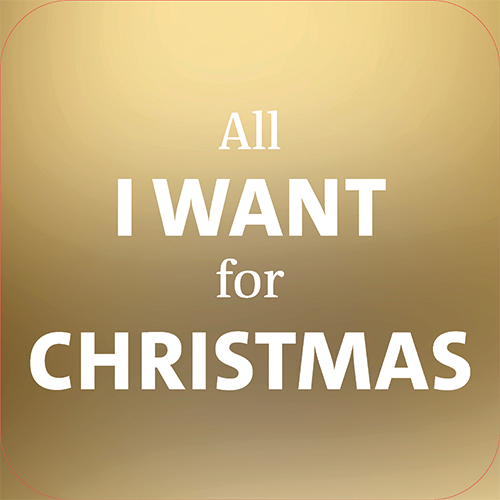 Koofsigning: 720 x 720 mm. All I Want tekst goud