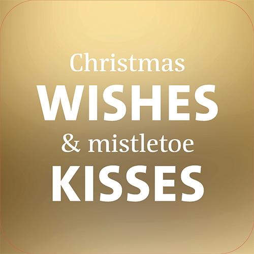 Koofsigning: 720 x 720 mm. Christmas wishes goud
