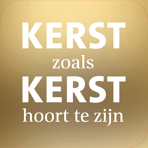 Koofsigning: 720 x 720 mm. Kerst tekst goud