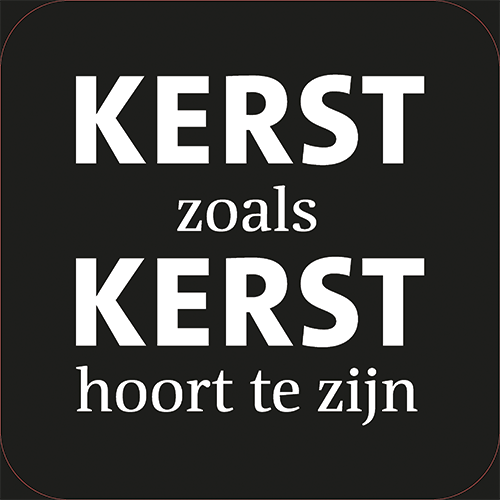 Koofsigning: 720 x 720 mm. Kerst tekst zwart