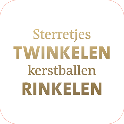 Koofsigning: 720 x 720 mm. Sterretjes twinkelen tekst wit