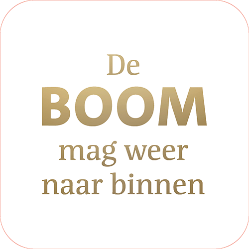 Koofsigning: 720 x 720 mm. De boom tekst wit