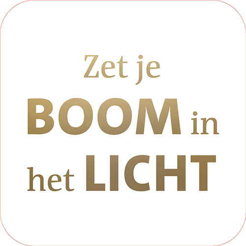 Koofsigning: 720 x 720 mm. Zet je boom in het licht tekst wit