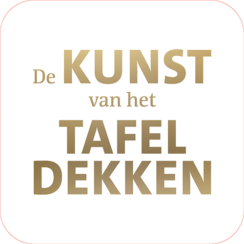 Koofsigning: 720 x 720 mm. Tafeldekken tekst wit