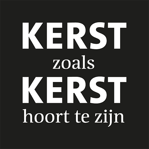 Koofsigning: 988 x 988 mm. Kerst tekst zwart