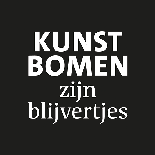 Koofsigning: 988 x 988 mm. Kunstbomen tekst zwart