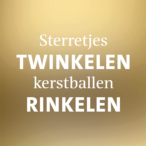 Koofsigning: 988 x 988 mm. Sterretjes twinkelen tekst goud
