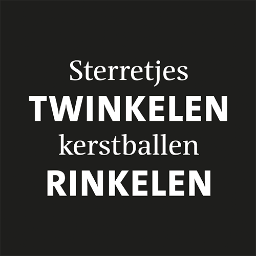 Koofsigning: 988 x 988 mm. Sterretjes twinkelen tekst zwart