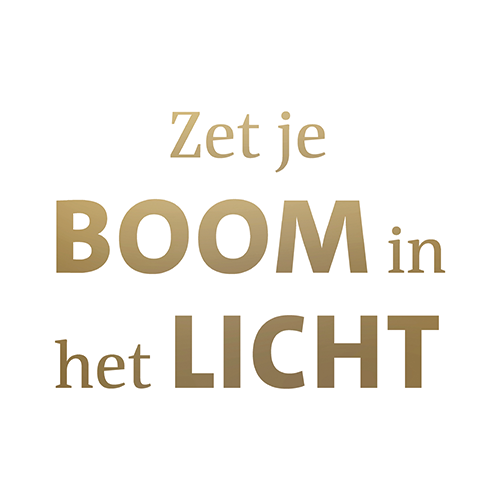 Koofsigning: 988 x 988 mm. Zet je boom in het licht tekst wit
