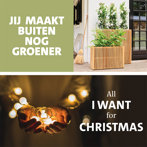 Koofsigning Schwerlast: 2020 x 988 mm. Buitenpotterie Buiten nog groener + Kerst