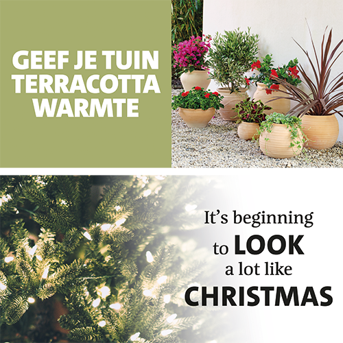 Koofsigning Schwerlast: 2020 x 988 mm. Buitenpotterie Terracotta warmte + Kerst