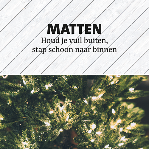 Koofsigning dubbelzijdig: 1988 x 988 mm. Tuinwinkel Matten + Kerst