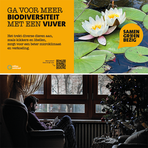 Koofsigning dubbelzijdig: 1988 x 988 mm. Tuinwinkel SGB Vijver + Kerst