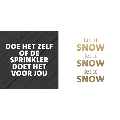 Koofsigning dubbelzijdig: 988 x 988 mm. Tuinwinkel Sprinkler tekst + Kerst