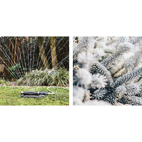 Koofsigning dubbelzijdig: 988 x 988 mm. Tuinwinkel Sprinkler beeld + Kerst