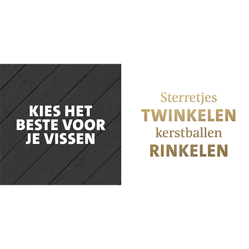 Koofsigning dubbelzijdig: 988 x 988 mm. Tuinwinkel Vis 2 tekst + Kerst