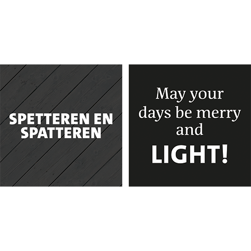 Koofsigning dubbelzijdig: 988 x 988 mm. Tuinwinkel Spetteren tekst + Kerst