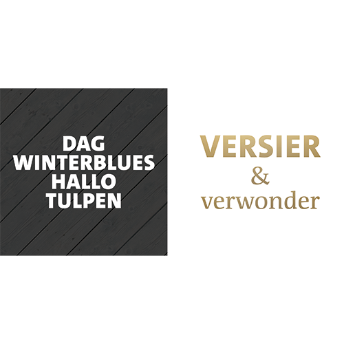Koofsigning dubbelzijdig: 988 x 988 mm. Tuinwinkel Tulpen tekst + Kerst