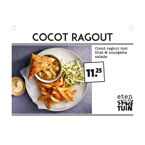 Paneel: 210 x 148 mm. <br>Buffetbordjes <br>cocut ragout