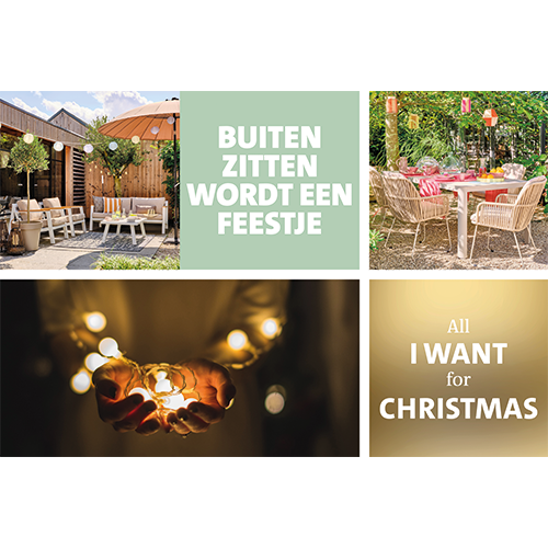Koofsigning set dubbelzijdig: 1988 x 988 mm. + 988 x 988 mm. Tuinmeubel Feestje + Kerst