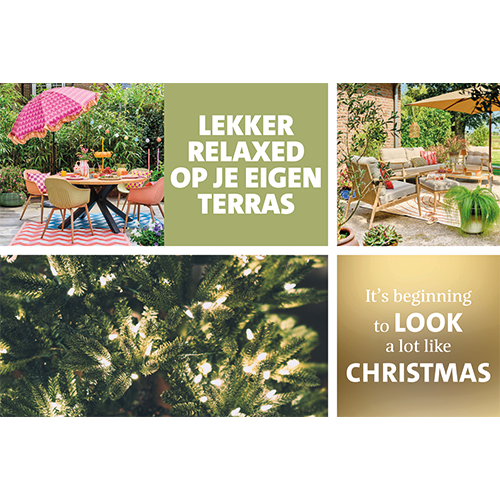 Koofsigning set dubbelzijdig: 1988 x 988 mm. + 988 x 988 mm. Tuinmeubel Terras + Kerst
