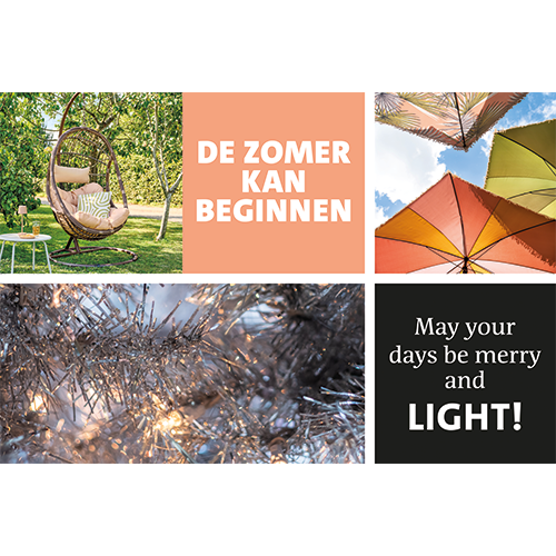 Koofsigning set dubbelzijdig: 1988 x 988 mm. + 988 x 988 mm. Tuinmeubel Zomer + Kerst