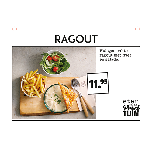 Paneel: 210 x 148 mm. <br>Buffetbordjes <br>Ragout