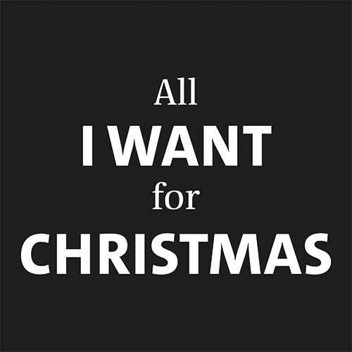 Koofsigning: 988 x 988 mm. All I want tekst zwart