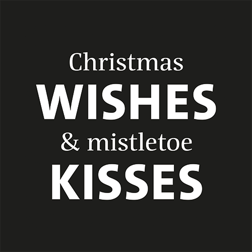 Koofsigning: 988 x 988 mm. Christmas wishes tekst zwart