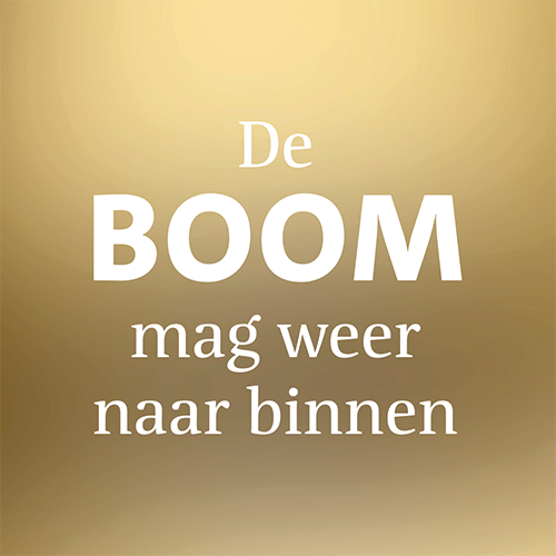 Paneel: 988 x 988 mm. <br>De boom tekst goud