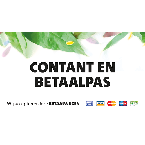 Paneel: 910 x 500 mm. <br>Contant-en-betaalpas