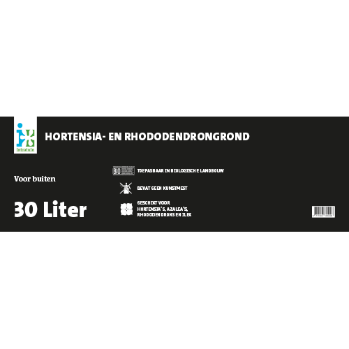 Paneel Product informatiebord: 800 x 250 mm. Hortensia- en rhododendrongrond BIO 30 L