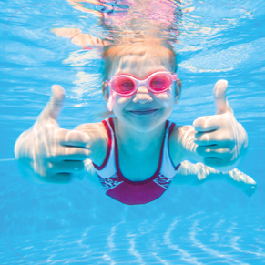 Paneel: 720 x 720 mm. <br>Zwemmen beeld