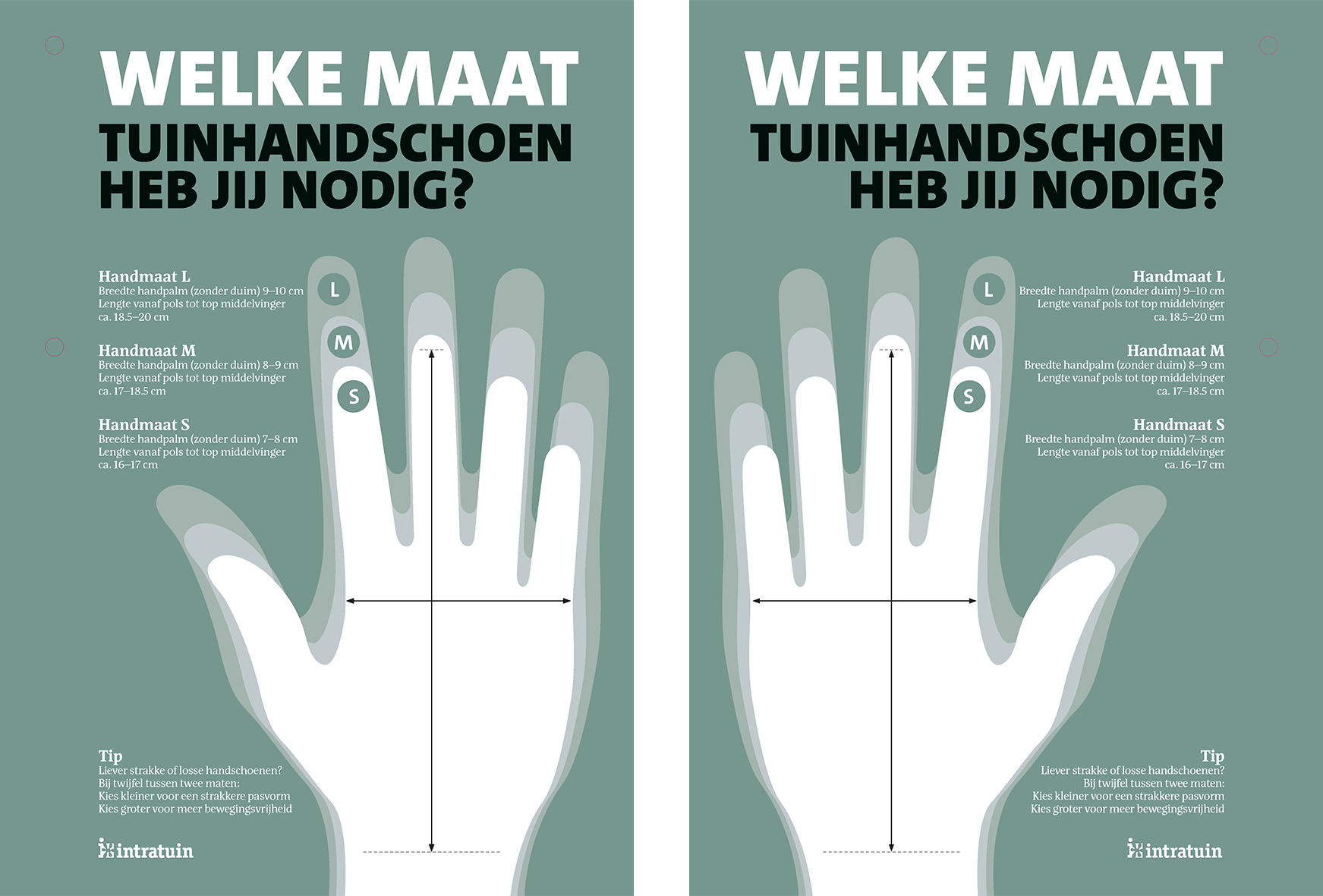 Paneel Afdelingssigning: 210 x 297. Keuzehulp handschoenen maattabel