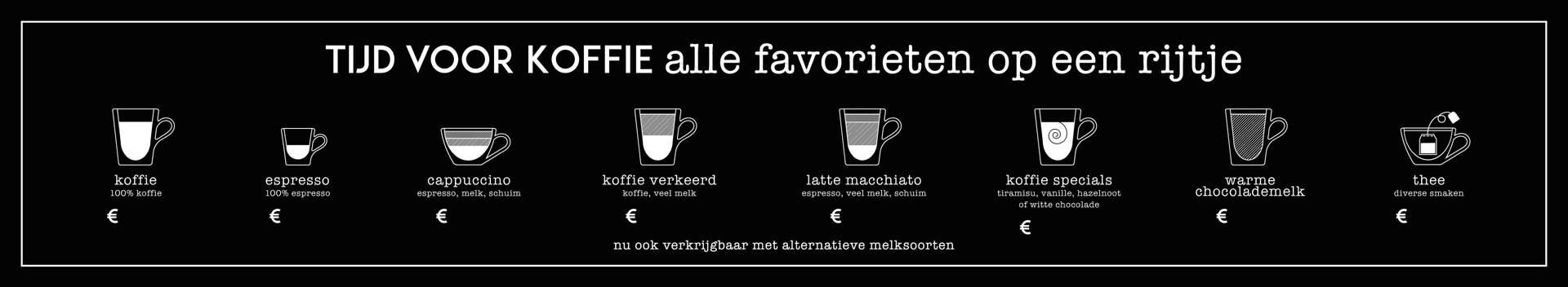 Paneel: 2000 x 350 mm. <br>Koffiebord