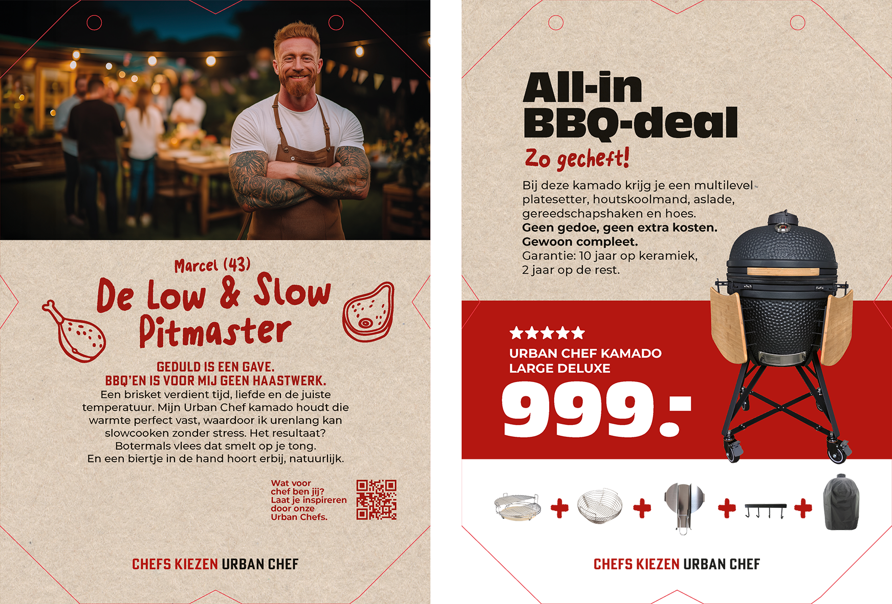 Paneel Afdelingssigning: 285 x 400. Urban Chef bord Kamado large deluxe zwart