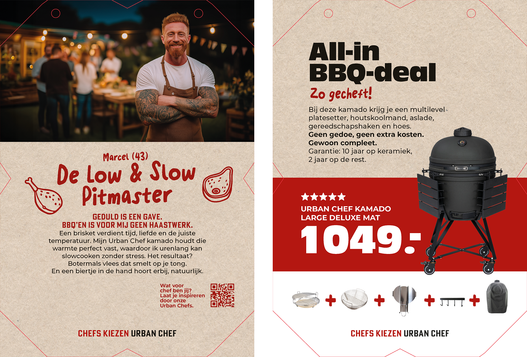 Paneel Afdelingssigning: 285 x 400. Urban Chef bord Kamado large deluxe zwart mat