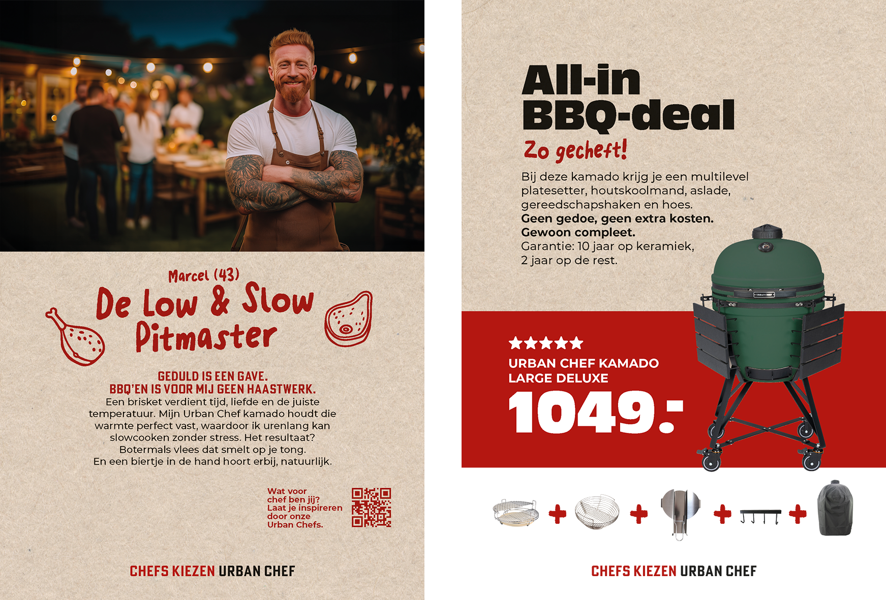 Poster: 297 x 210. Urban Chef prijskrt Kamado large deluxe groen A4