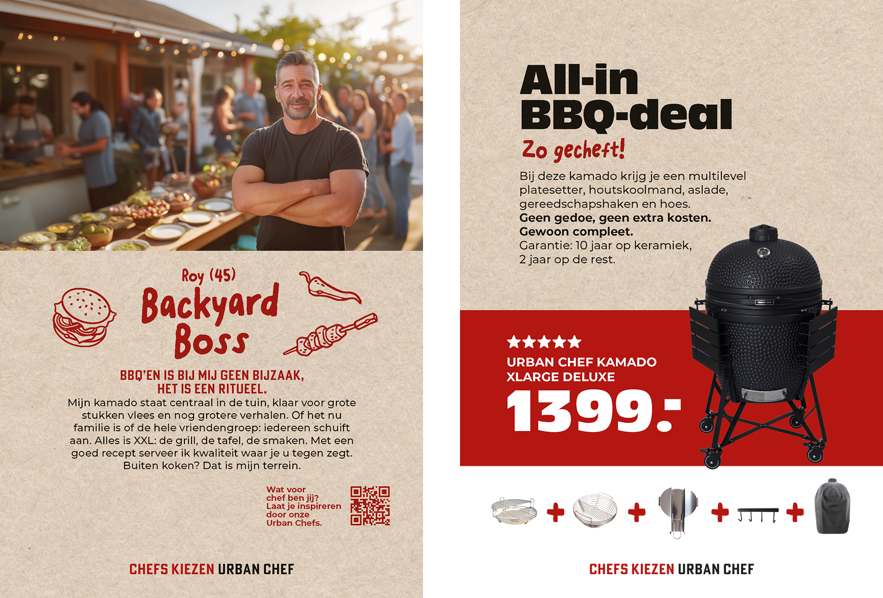 Poster: 297 x 210. Urban Chef prijskrt Kamado xlarge deluxe zwart A4