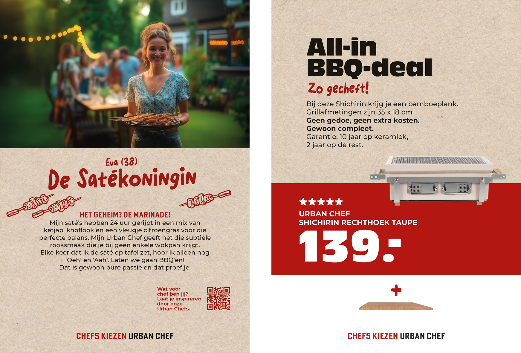 Poster: 297 x 210. Urban Chef prijskrt shichirin rechthoek taupe A4